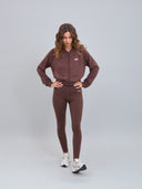 Chaqueta Mujer Crop Cierre Modal Chocolate
