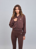Chaqueta Mujer Crop Cierre Modal Chocolate