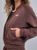 Chaqueta Mujer Crop Cierre Modal Chocolate