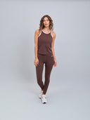 Polera Deportiva Elasticada Sin Mangas Emilia Chocolate Rosa