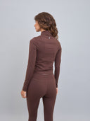 Polera Deportiva Medio Cierre Cuello Alto Chocolate