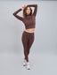 Calza Deportiva Mujer 7/8 Pretina Bicolor Chocolate Rosa
