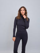 Polera Deportiva Medio Cierre Cuello Alto Negro