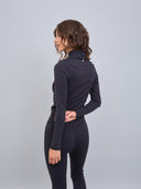 Polera Deportiva Medio Cierre Cuello Alto Negro