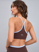 Peto Deportivo Crop Recogido Frontal Chocolate Celeste