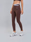 Calza Deportiva Mujer 7/8 Pretina Cruzada Bicolor Chocolate Celeste