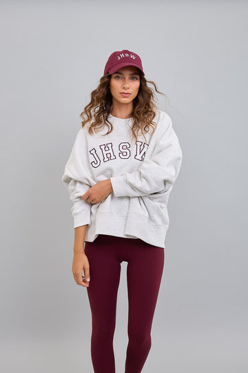 Poleron Cuello Redondo Oversized Mujer JHSW Gris Claro