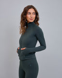 Chaqueta Deportiva Con Cierre Verde Oscuro