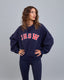 Poleron Cuello Redondo Oversized Mujer JHSW Azul Oscuro