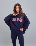 Poleron Cuello Redondo Oversized Mujer JHSW Azul Oscuro