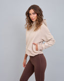 Poleron Medio Cierre Mujer Beige