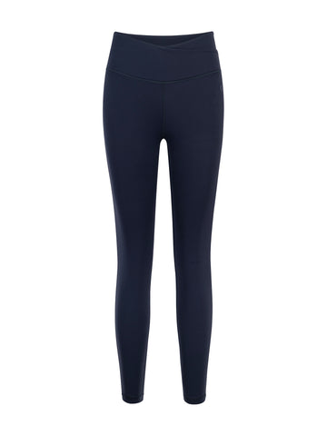 Calza Deportiva 7/8 Pretina Cruzada Azul Marino