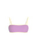 Top de Bikini Escote Recto Tirante Delgado Lorenza Rib Morado Amarillo
