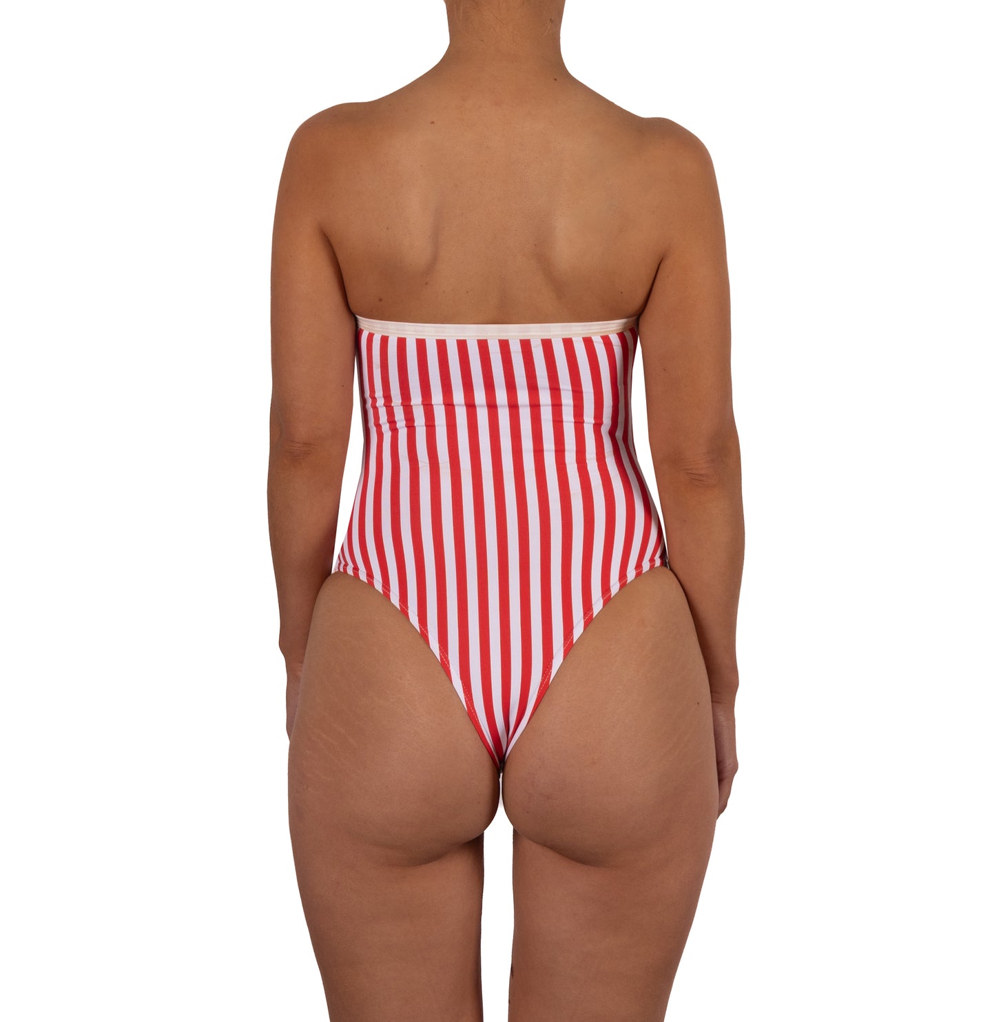 Traje de Baño Entero Strapless Luisa Rayas Rojas Blanco