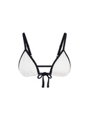 Top de Bikini Triangulo Tirante Ajustable Amarra Frontal Maura Rib Trenzado Blanco Negro