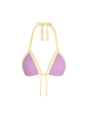 Top de Bikini Triangulo Amarrado al Cuello Millie Rib Morado Amarillo
