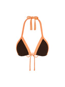 Top de Bikini Triangulo Amarrado al Cuello Millie Rib Trenzado Cafe Whiskey Naranja