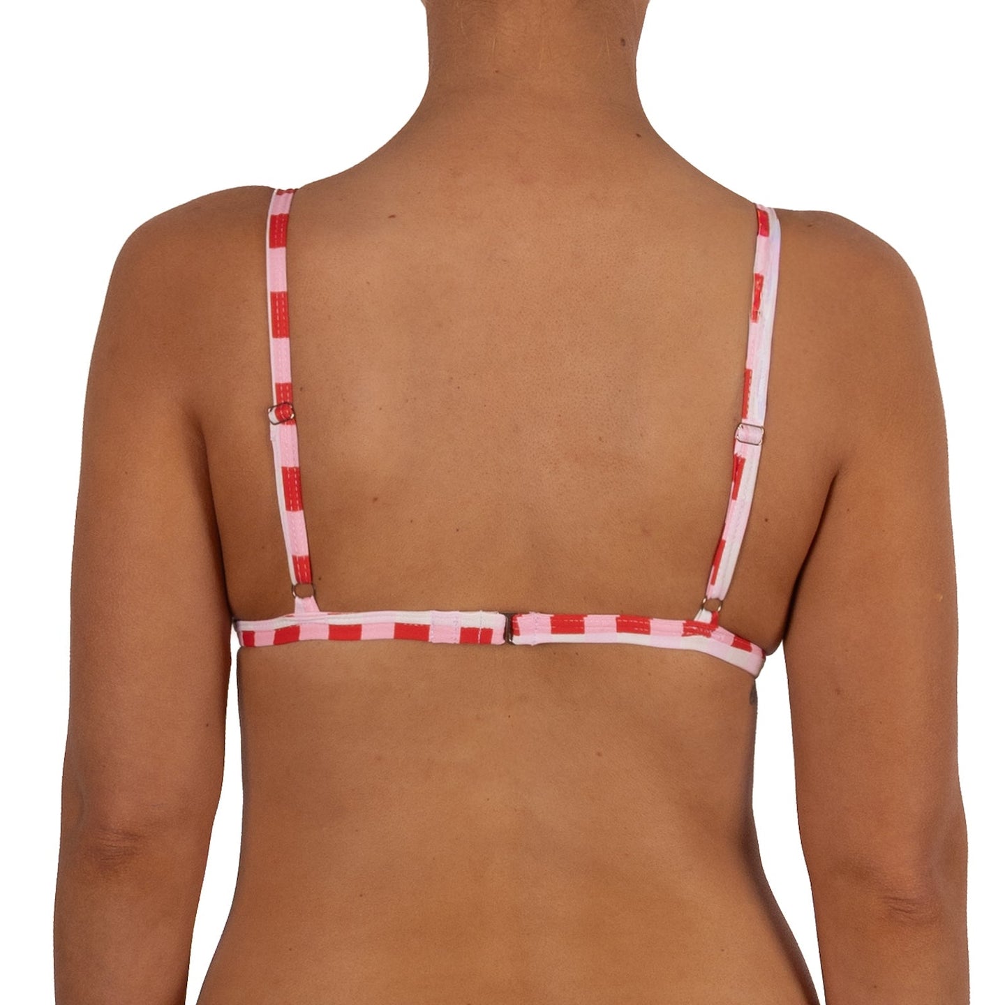 Top de Bikini Triángulo Argolla Dorada Macarena Cuadrille Rojo