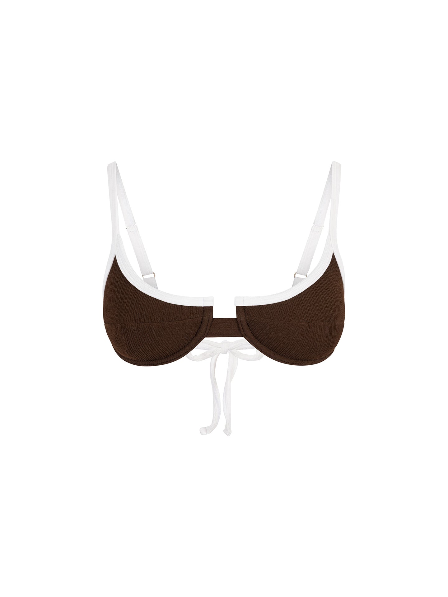 Top de Bikini con Arco Nidia Rib Trenzado Cafe Blanco