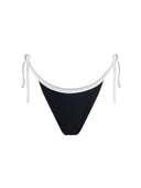 Bottom de Bikini Amarras Nora Rib Trenzado Negro Contorno Superior Blanco