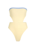 Traje De Baño Entero Trikini Cortes Olimpia Rib Amarillo Celeste