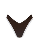 Bottom de Bikini sin elástico Paula Rib Trenzado Cafe Contorno Inferior Blanco