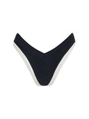 Bottom de Bikini sin elástico Paula Rib Trenzado Negro Contorno Inferior Blanco