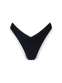Bottom de Bikini sin elástico Paula Negro Contorno Inferior Blanco