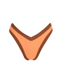 Bottom de Bikini sin elástico Paula Rib Trenzado Naranja Whiskey