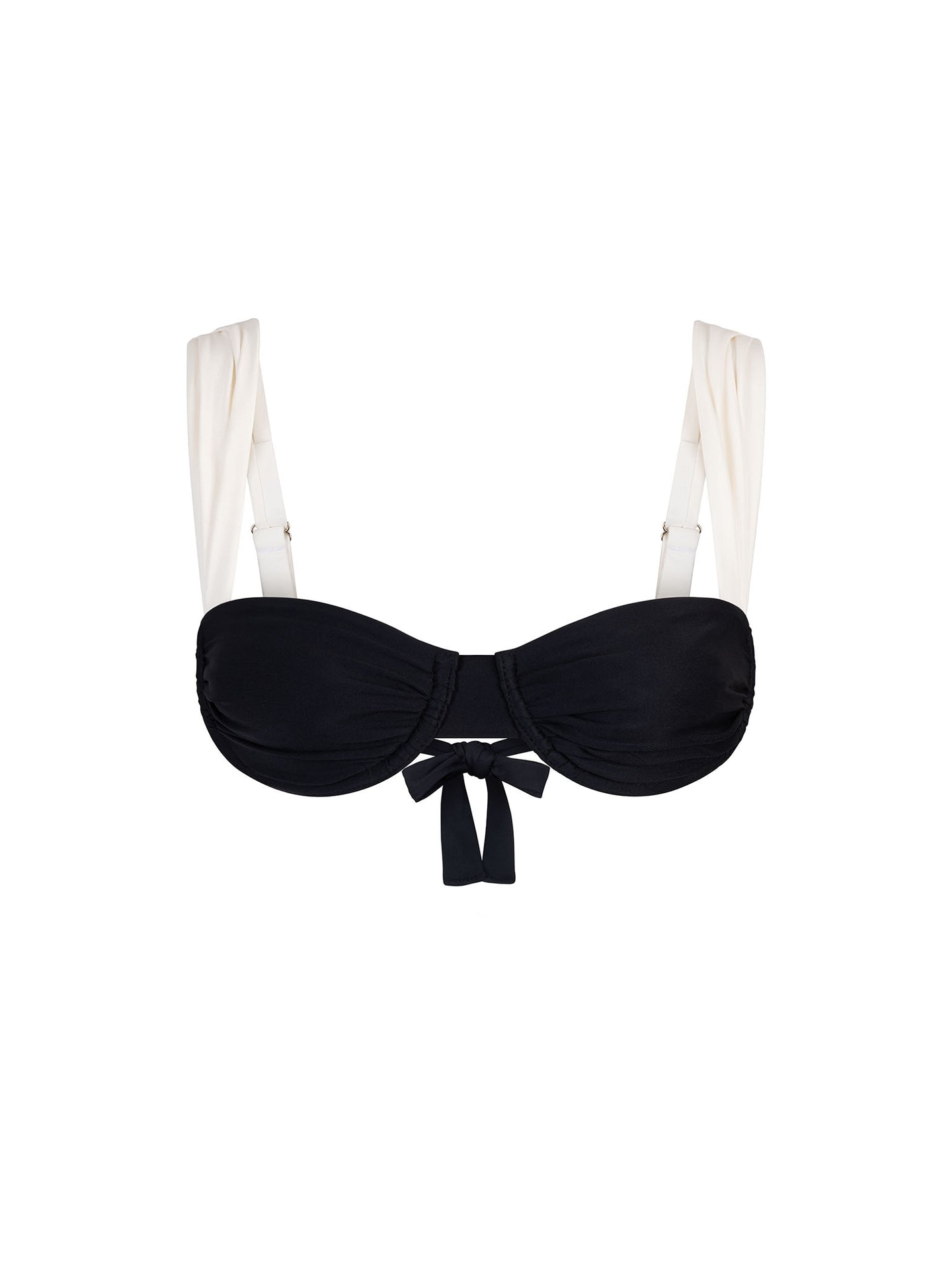 Top de Bikini con Arco Tirante Ancho Pia Negro Tirante Blanco