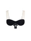 Top de Bikini con Arco Tirante Ancho Pia Negro Tirante Blanco