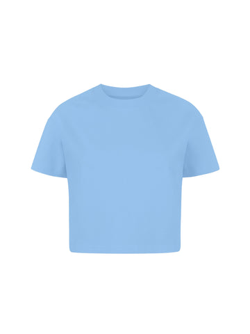 Polera Basica Corta Celeste