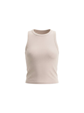 Polera de RibBasica Sin Mangas Beige