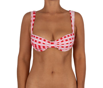 Top de Bikini con Arco Tirante Ancho Pia Cuadrille Rojo