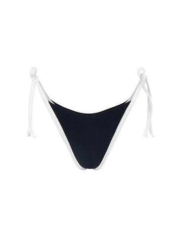 Bottom de Bikini Amarras Rita Rib Trenzado Negro Blanco