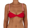 Top de Bikini Escote Redondo Profundo Romina Rojo Mostacilla Roja