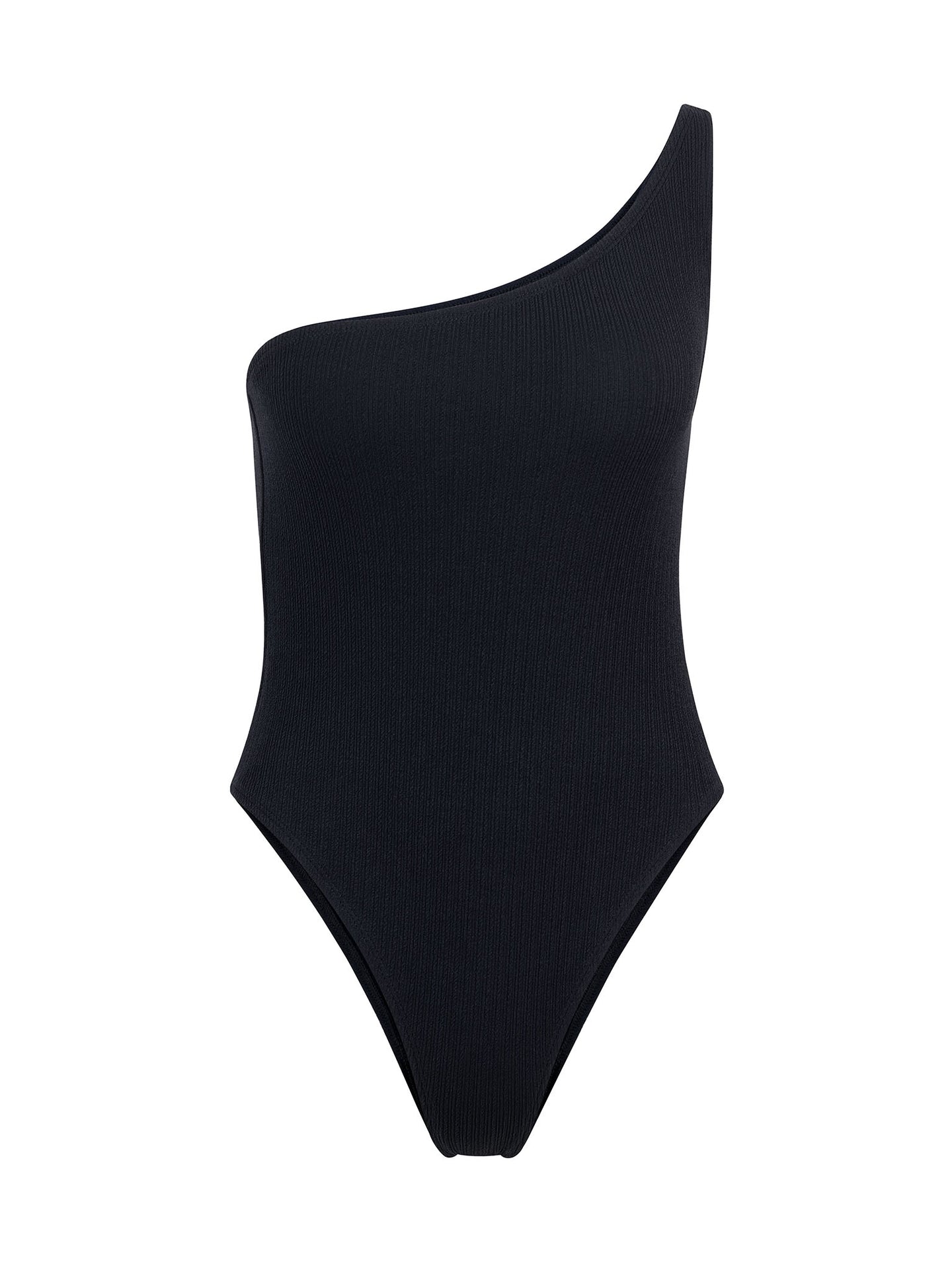 Traje De Baño Entero Un Hombro Sabrina Rib Trenzado Negro