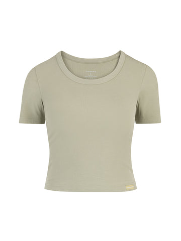 T-SHIRT RIBBED LIGHT SAGE