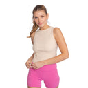 Polera de RibBasica Sin Mangas Beige