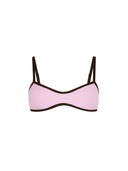 Top de Bikini Escote Redondo Veronica Rib Trenzado Rosa Cafe
