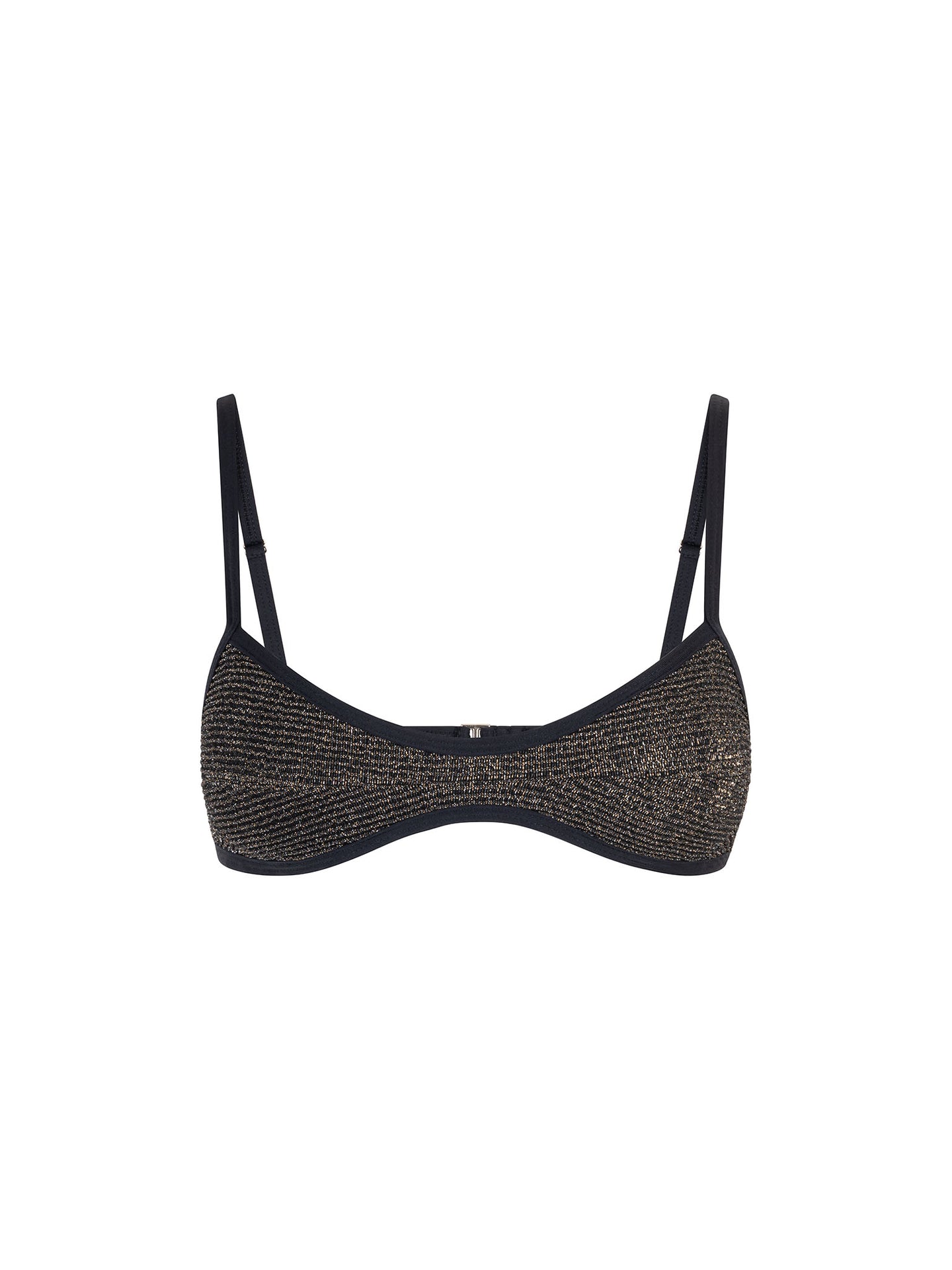 Top de Bikini Escote Redondo Veronica Brillo Negro by Paula y Sofía Fernández