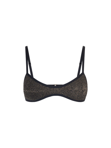 Top de Bikini Escote Redondo Veronica Brillo Negro by Paula y Sofía Fernández