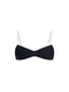Top de Bikini Escote Redondo Veronica Rib Trenzado Negro Contorno Superior Blanco