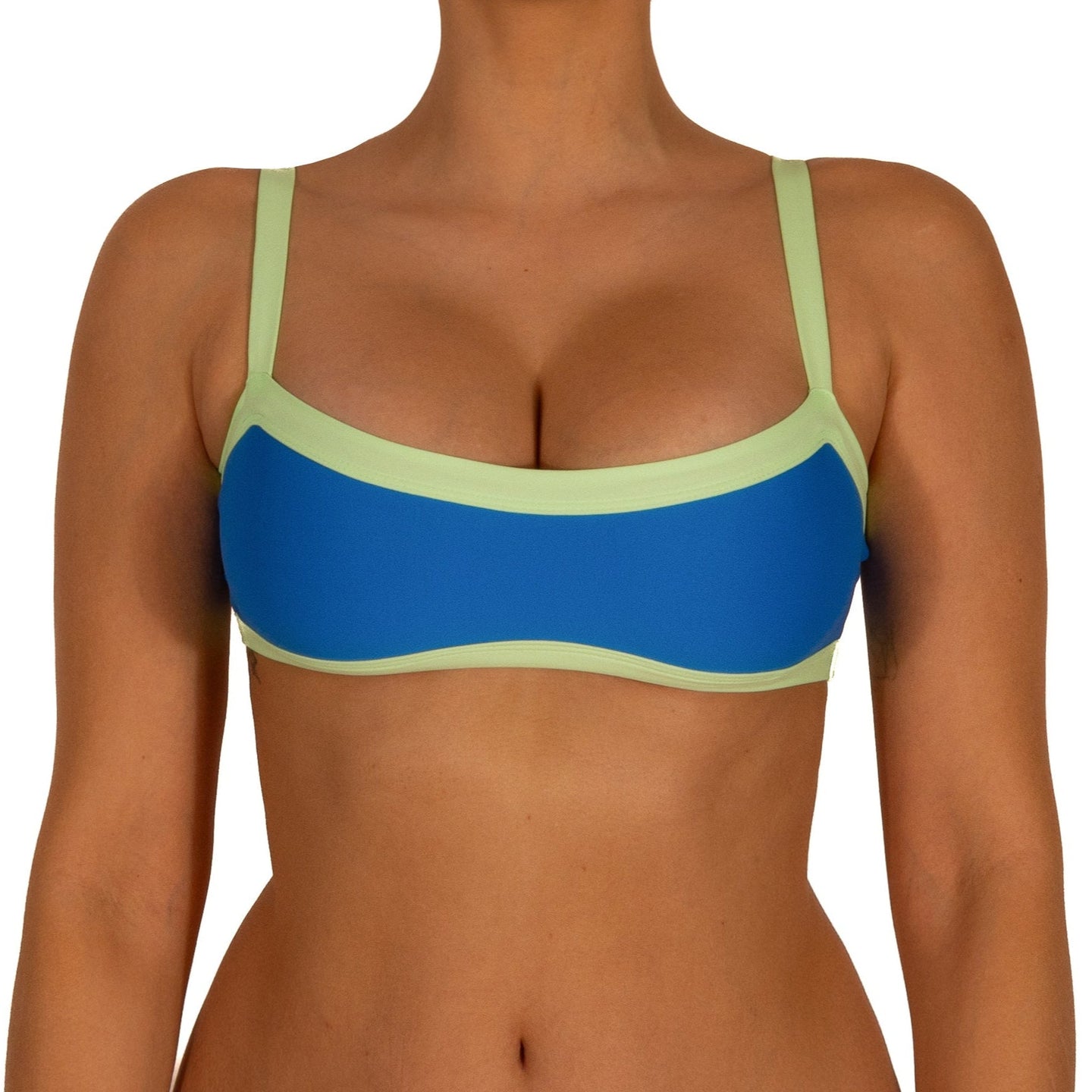 Top de Bikini Escote Semi Recto Tirante Ancho Anna Azul Menta