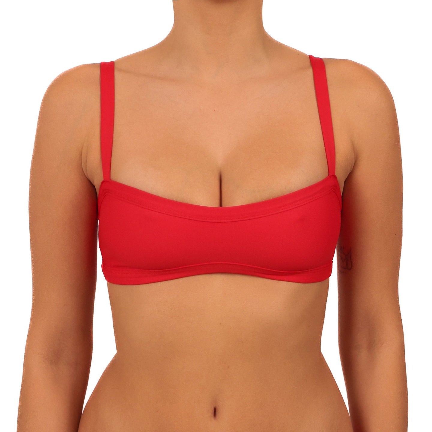 Top de Bikini Escote Semi Recto Tirante Ancho Anna Rojo Pasión