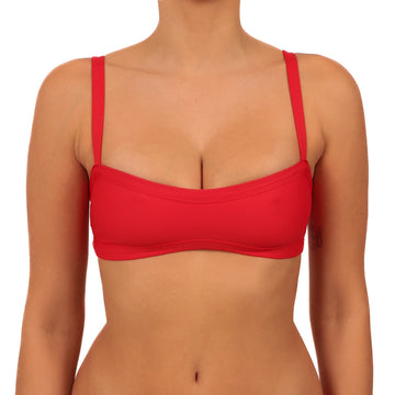 Top de Bikini Escote Semi Recto Tirante Ancho Anna Rojo Pasión