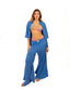Camisa Manga corta Mujer Viscosa Azul